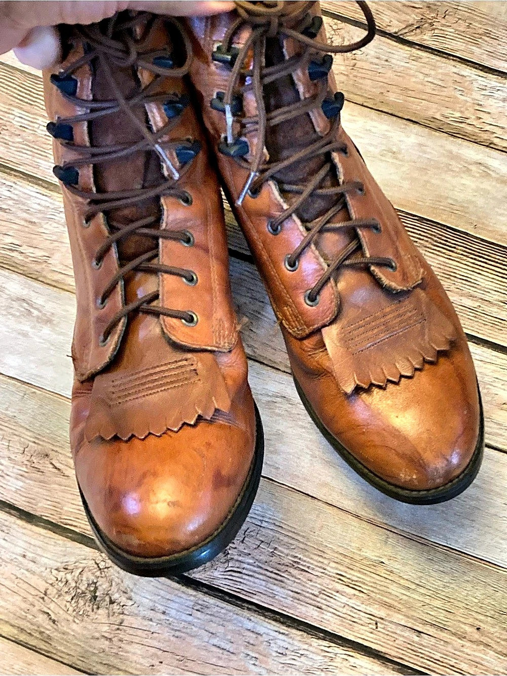 Ariat Lace-Up Fringe Boot Fringe Lace-Up Boots Brown US 6.5 B Wear inside heel - Picture 6 of 12